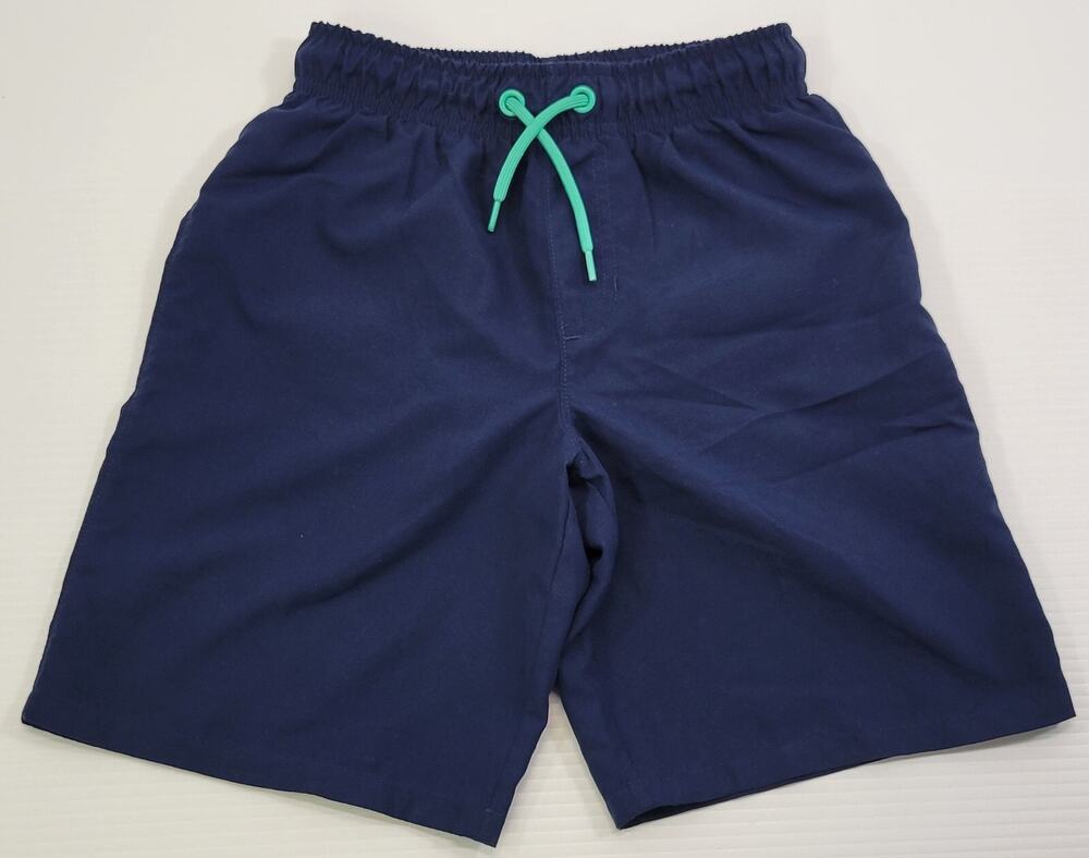 L9) Children Wonder Nation Navy Blue Boys Swim Trunk Shorts Medium 8